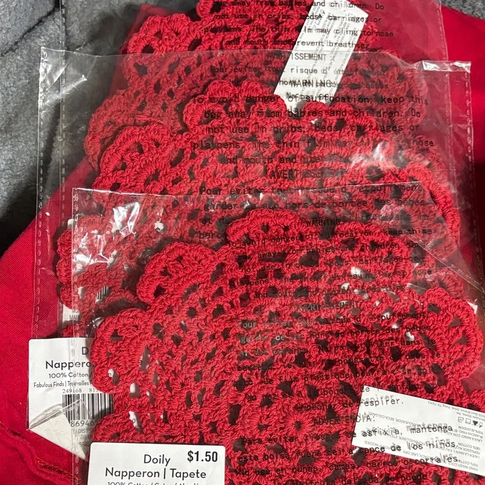 Set of 5 reusable accessory bags, decorative doilies, hair bands, cosmetic bags. - Picture 7 of 16